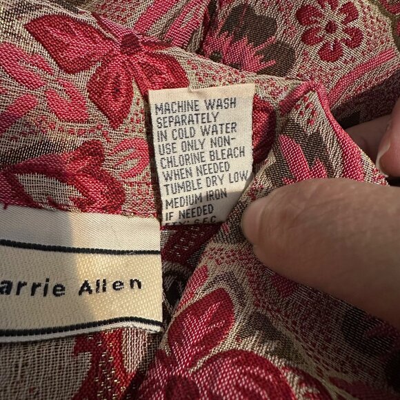 VTG Carrie Allen Jacket Women's S Pink Red Floral Metallic Brocade Jacquard Chic - Picture 8 of 9